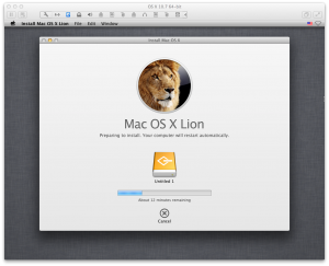 Install progress of OS X Lion