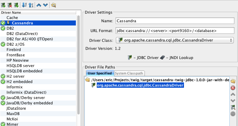 DbVisualizer-Cassandra Driver Configuration